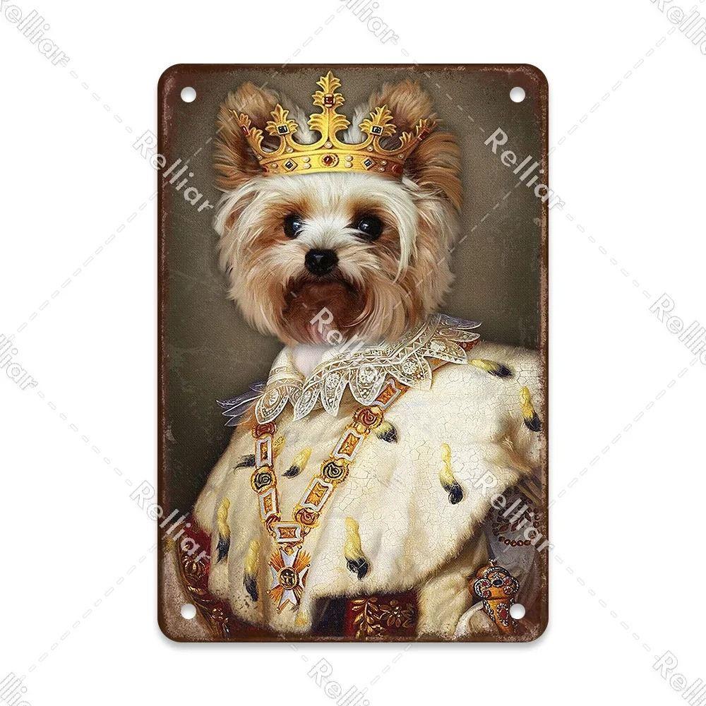 Metal Sign Gentleman Dog Wall Decor, Vintage Tin Plate for Living Room 20x30 cm