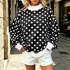 Women's Long Sleeve Polka Dot Print Casual Pullover Blouse