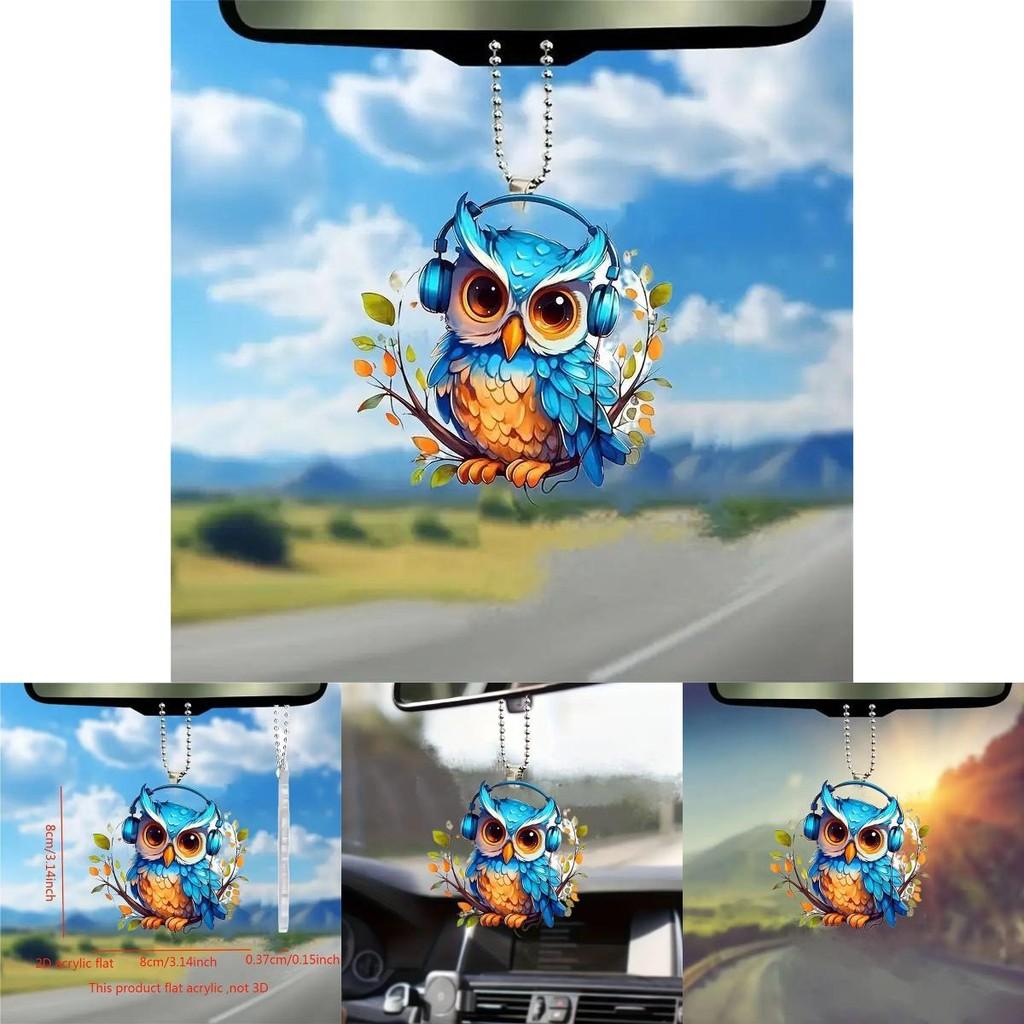 Adorable Acrylic Cartoon Owl Car Pendant For Stylish Vehicle Decoration