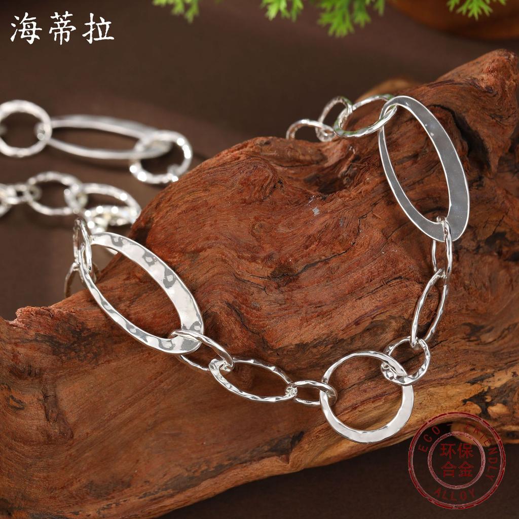 New glossy hollow ring long necklace women's exaggerated high-end bohemian geometric ring necklace