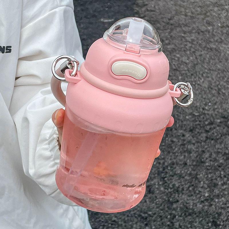 Water cup plastic high temperature resistant large capacity female high value cup with straw student summer big belly cup