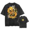 Japan Anime Demon Slayer Agatsuma Zenitsu Print T Shirt Men Washed Cotton T-shirts Manga Casual Tee Harajuku Male Vintage Tshirt