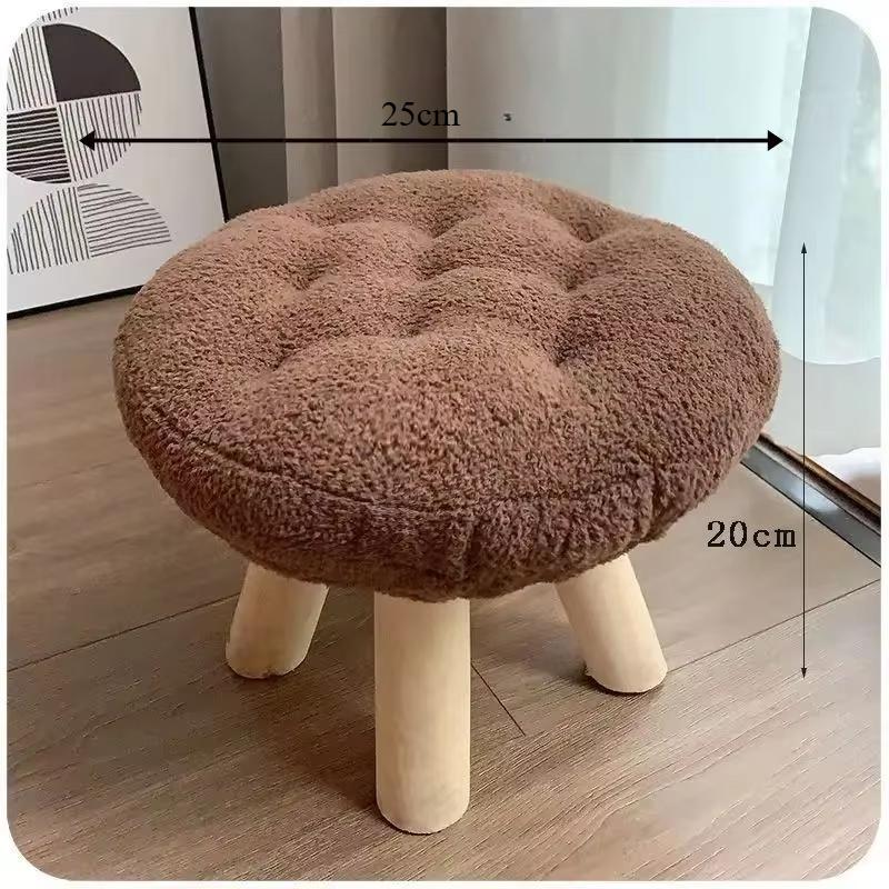 Cookie Small Stool Soft Seat Chair Girlish Heart Bedroom Solid Wood Bench Lliving Room Kids Shoe Changing Stool Home Furniture