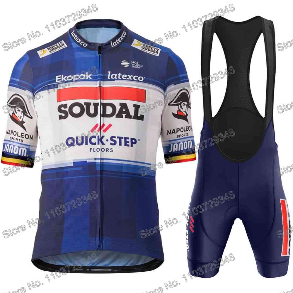 Soudal Quick Step Cycling Jersey Men's Set Summer Cycling Clothing Road Race Bike Shirt Suit MTB Women Bicycle Bib Shorts
