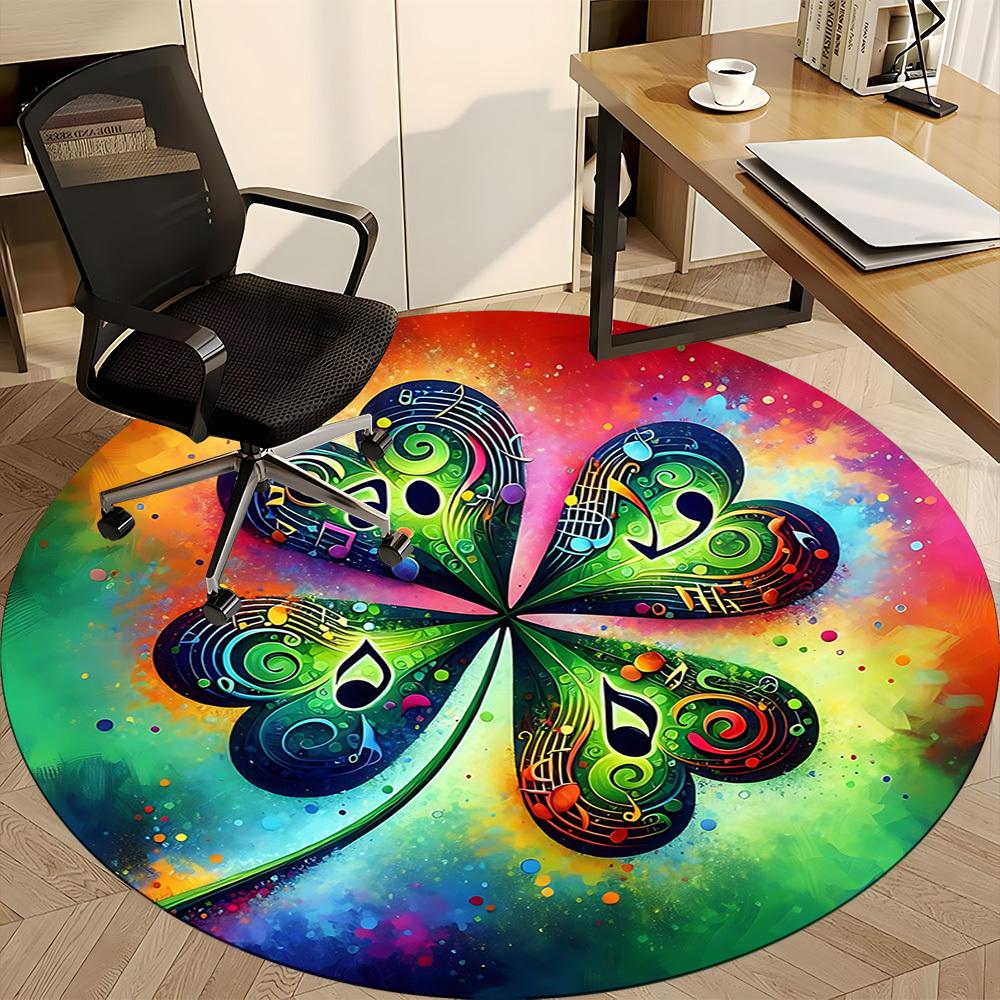 1pc Music Notes Office Round Area Rug, Indoor Mat Suitable ForOffice, Under Office Chairs Bedroom Living Room Home Decor T221