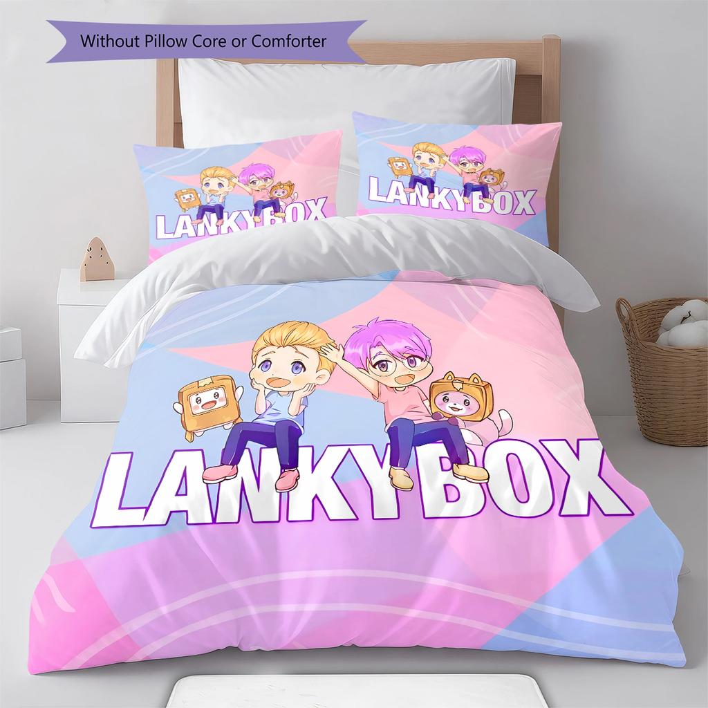 Lankybox Pattern Bedding,Quilt Set Quilt Cover Pillowcase Home Birthday Gift (1 * duvet cover + 2 * pillowcase, without core)