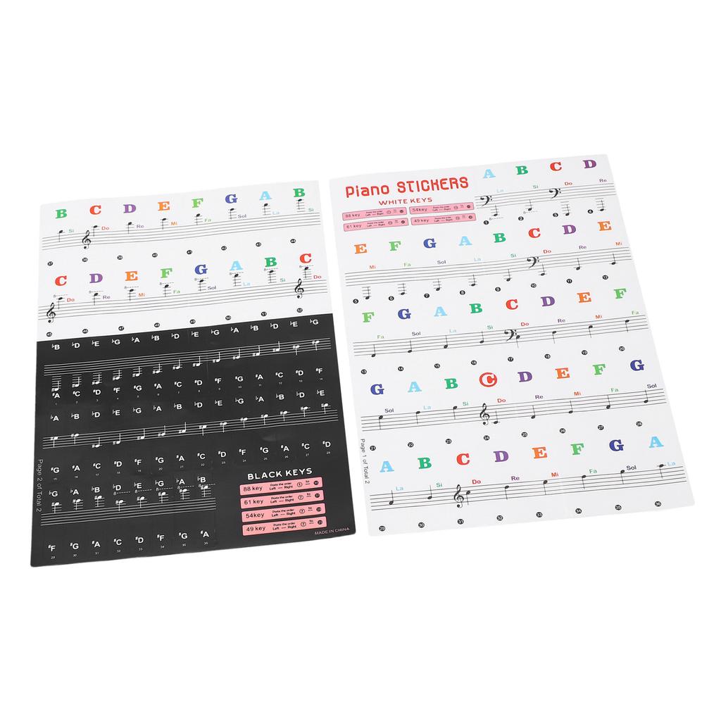 Piano Keyboard Stickers for 88/61/54/49 Key Self Adhesive Removable Piano Keyboard Letters for Begin