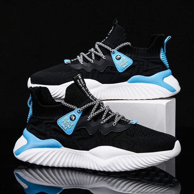 2025 Summer Korean Odor-Resistant Flyknit Men's Shock-Absorbing Breathable Sports Shoes