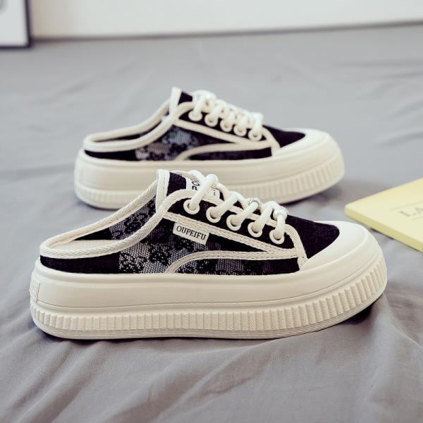 

Модная обувь Женские женские тапочки Лоферы Роскошные шлепанцы Кружево Мягкие 2025 Дизайнерские Летние Модные Тканевые Тапочки Повседневные Лоферы Обувь L 35