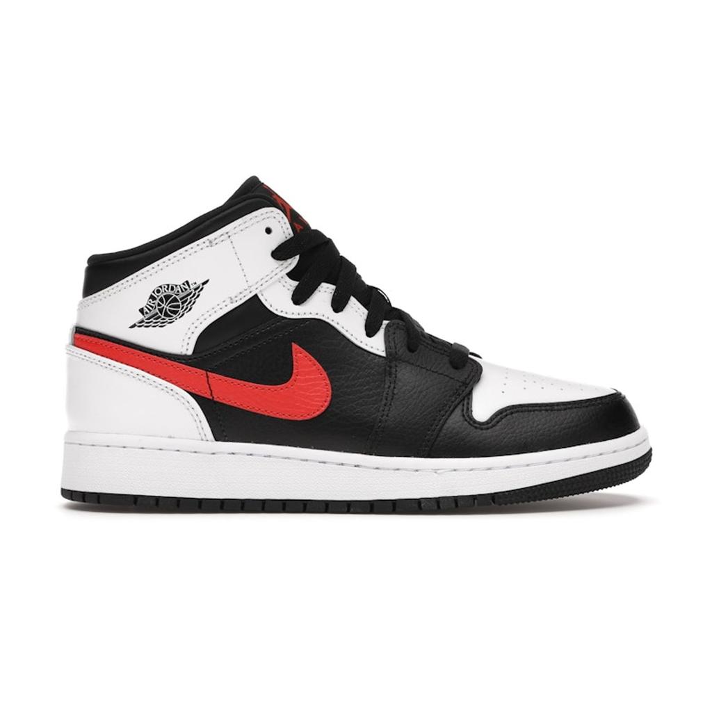 Air Jordan 1 Mid GS Chile Red Kids Sneakers Black White 554725-075