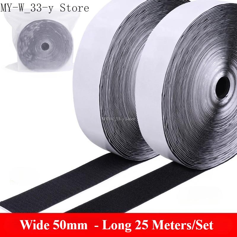 3/25Meter Starkes Selbstklebendes Klettband Haken und Schlaufe Schwarz Weiß Nylon Klettband Klebeband mit Starkem Kleber 25/30/50MM