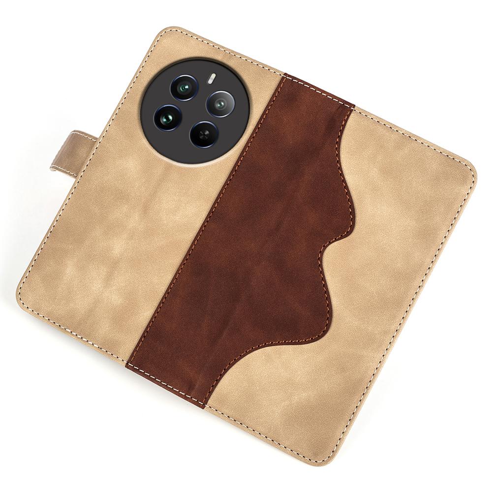 For Realme 12 4G/12+ 5G Case Color Splicing Leather Phone Cover with Wallet Card Slots