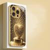 Golden All-Over Pattern Metallic Paint Golden Glass Phone Case for iPhone 16 15  14 13 Pro Max 12promax 11