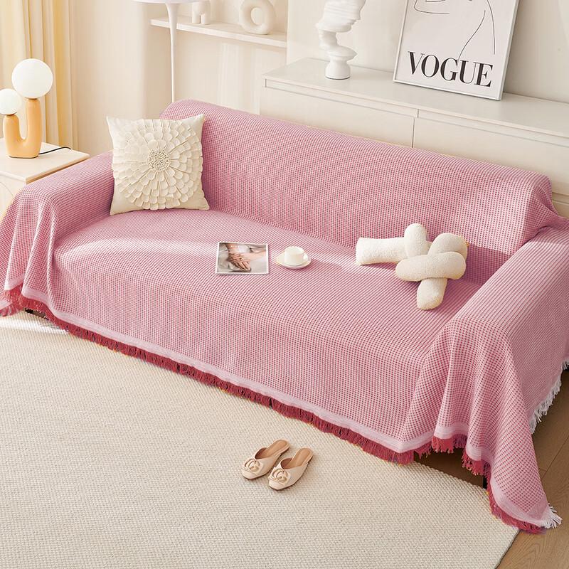 OEING Waffle Knit All-Season Sofa Cover Throw