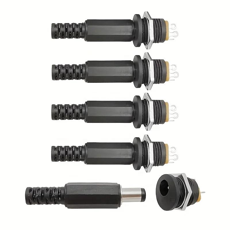 5Pairs 5.5x2.1mm DC Power Supply Male Plug + Female Jack Panel Mount Solder Wire Connector 5.5 * 2.1mm DC Plug Socket Connector