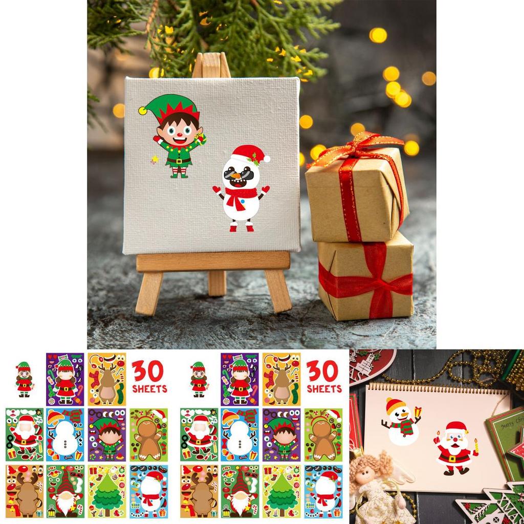 Colorful Xh059 Christmas Santa Snowman Diy Puzzle Stickers For Kids Fun Crafting