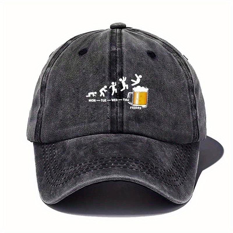 Friday Beer Fall Graphic Baseball Cap Funny Work Week Evolution Polyester Adjustable Casual Hat Unisex