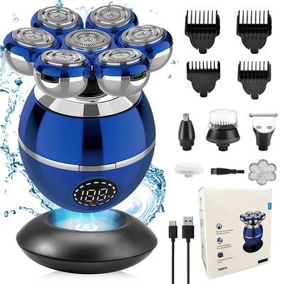 Newest 5-in-1 Electric Shaver 7D Floating Cutter Head Bald Hair Clipper Wireless Charging Men Nose Trimmer Electric Beard Razor