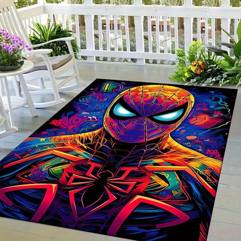 1pc Spider-Man Pattern Area Rug Soft Flannel Floor Mat for Living Room, Office, Bedroom, Outdoor and Camping, Sofa Coffee Table Floor Mat, D
