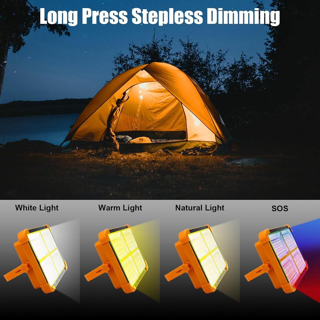 Portable LED Work Solar Light Rechargeable Flood Light IP66 Waterproof Outdoor Working Light for Camping Emergency Repair Light