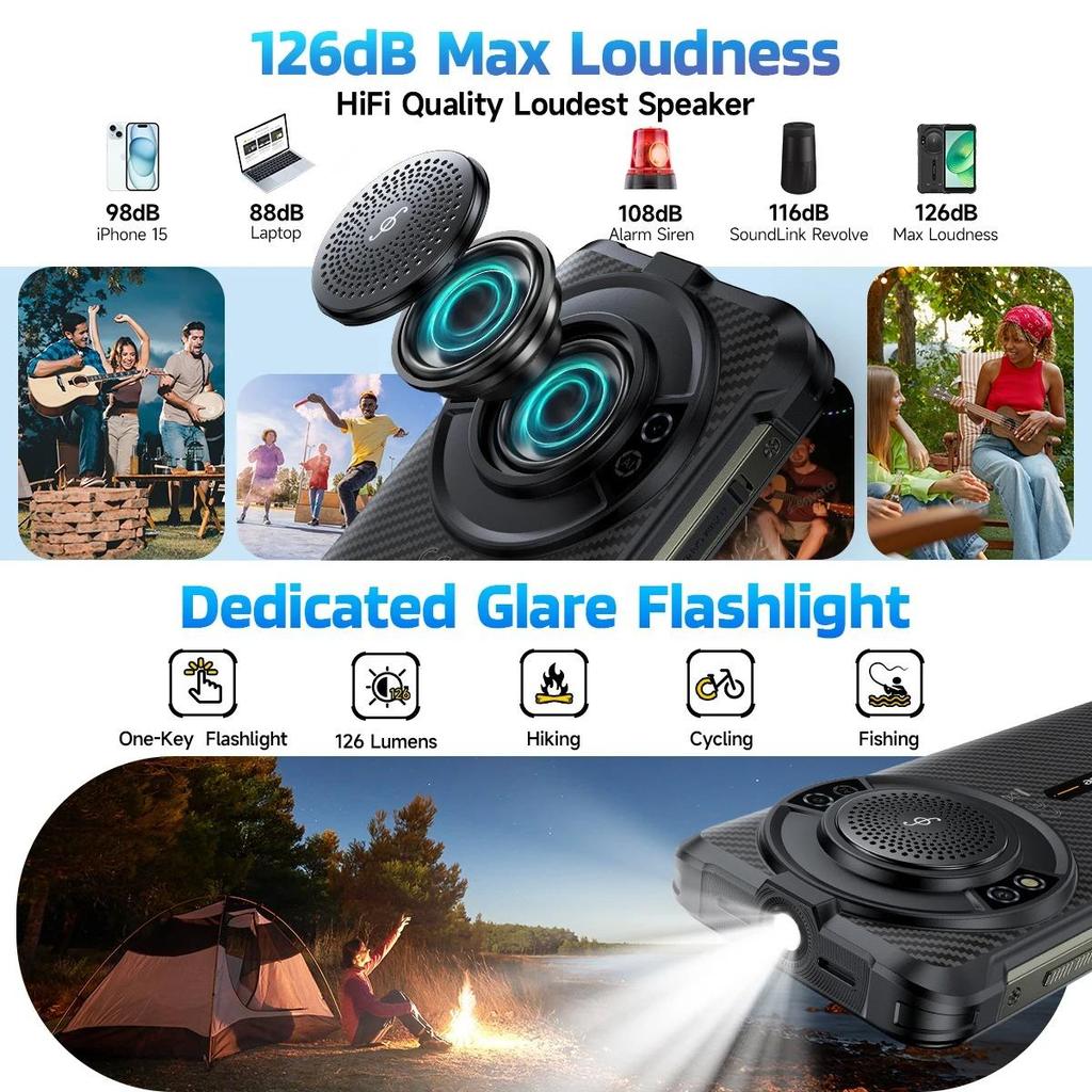 Ulefone RugKing 4G Rugged Phone Android 15 Up to 16GB+128GB Waterproof Smartphone 9600mAh NFC Global Version 5.99"