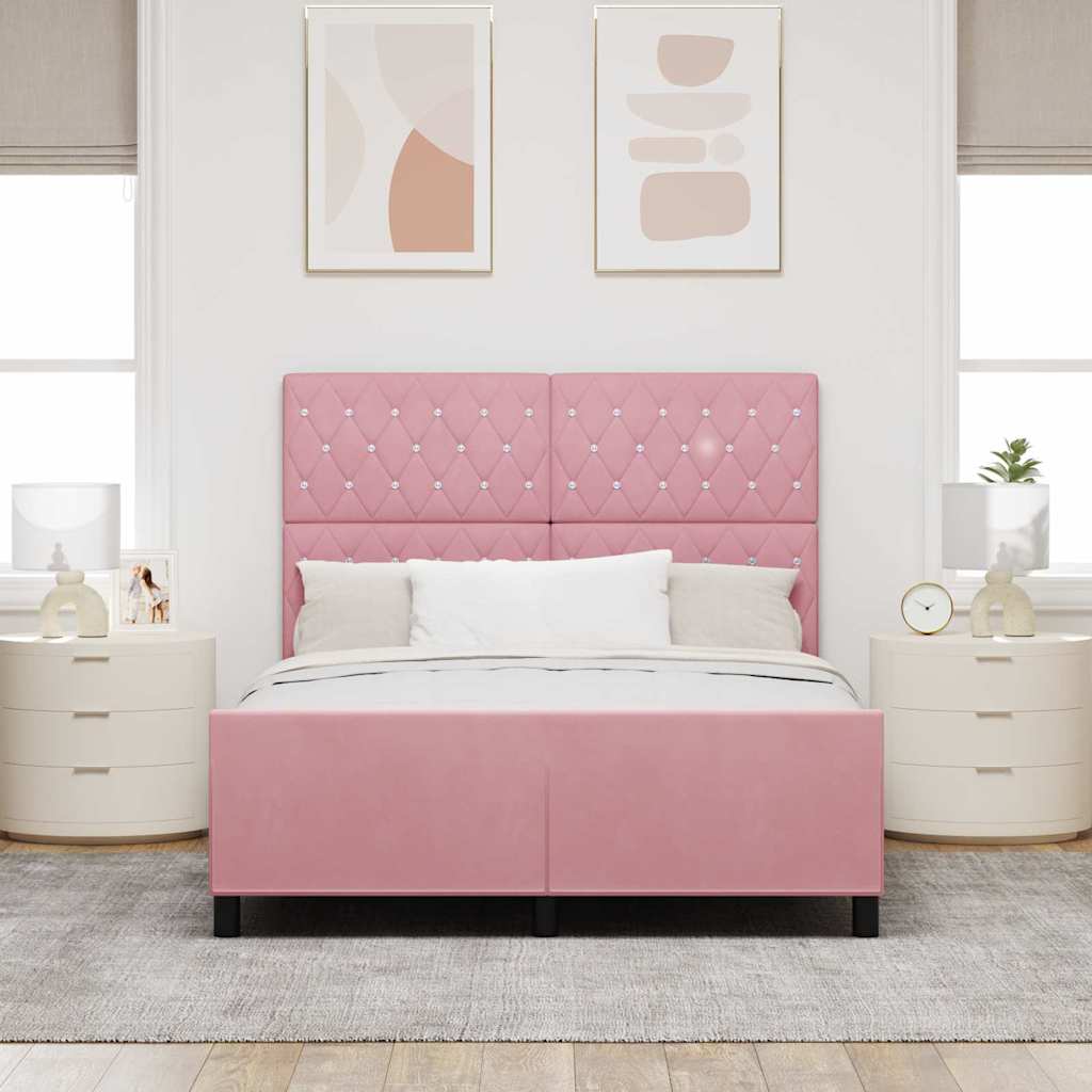 Boxspring Bed with Headboard Pink 140 x 190 cm Velvet