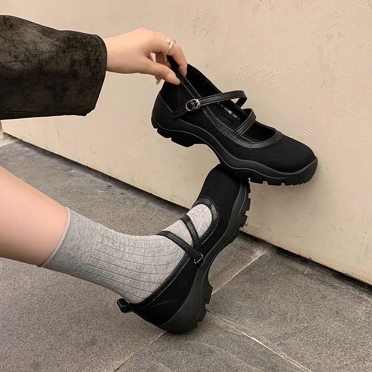 Factory Direct Supply, Small Thick-soled Mary Jane Shoes Women's 2025 Autumn and Winter Cross-buckle Single Shoes