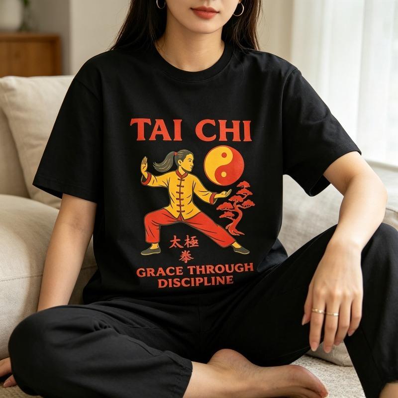 Tai Chi Chuan Flowing Harmony Graphic T Shirt Unisex Soft Jersey Cotton Oriental Zen Culture Da