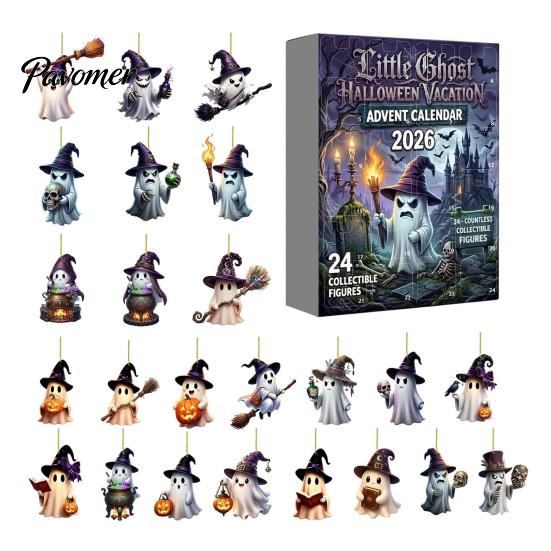 Family Christmas Countdown Halloween Advent Calendar 2026, 24-Day Box with 2D With Gifts Flat Hanging Pendant, Spooky Collectible Decor for