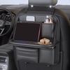 Car Seat Back Organizer 6-Pocket Storage Bag with Foldable Table Tray PU Leather Car Seat Back Protector Auto Seat Accessories