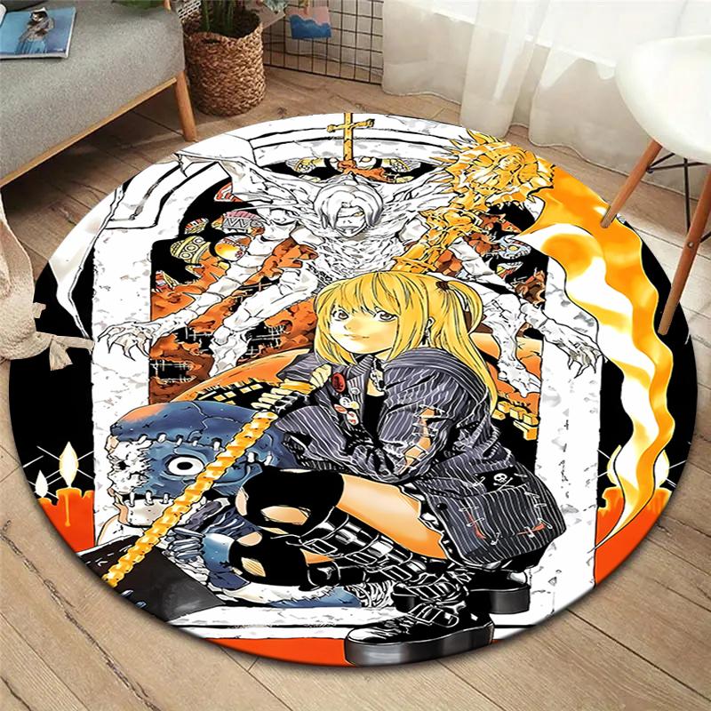Death Note Round Area Rug,Carpet Rug for Living Room Bedroom Sofa Playroom Decor,Non-slip Floor Mat