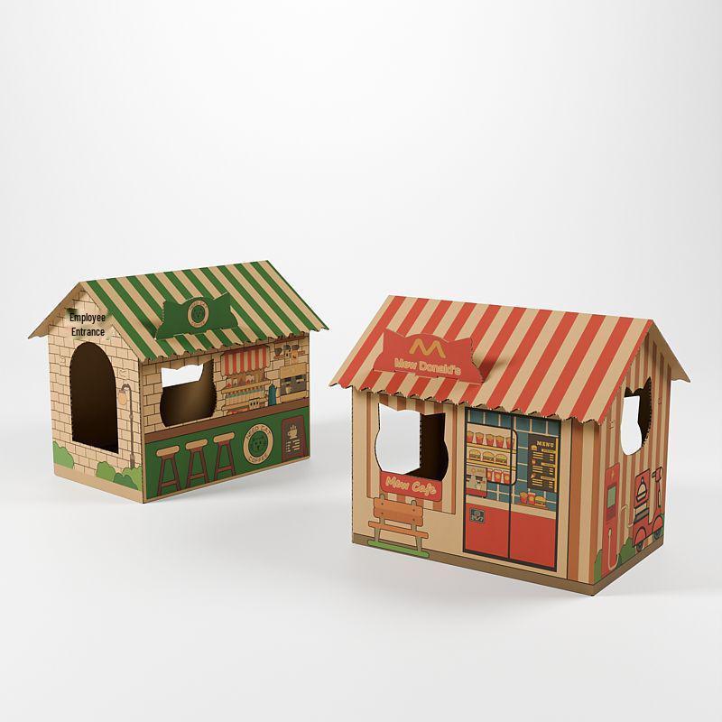 Large Cat Villa: Durable Cardboard Scratch House & Claw Sharpening Toy