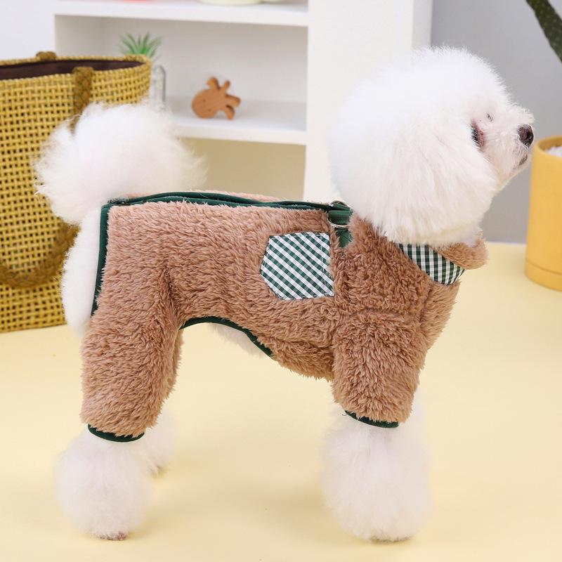 Pet Medium Small Dog Dog Clothes Back Buckle Four-legged Flannel Autumn and Winter