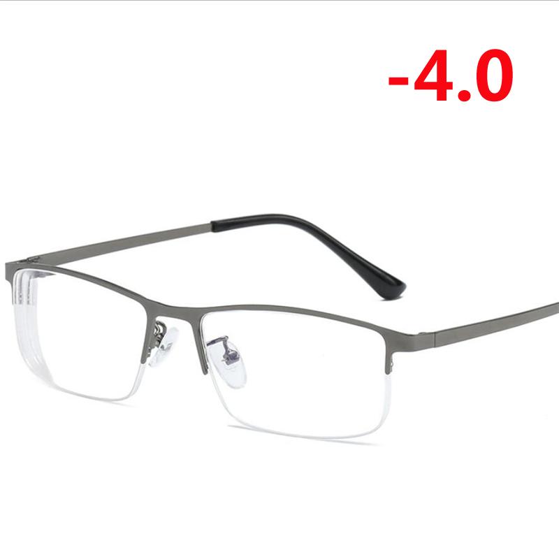 

-1.0 -1.5 -2.0 -2.5 До -4.0 Готовые очки для миопии с полуободковой оправой Мужские модные очки для близорукости с защитой от синего света Высокое качество