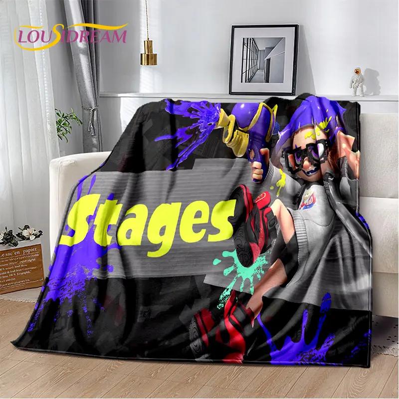 Oyunlar, Splatoon, Karikatür Yumuşak Peluş Battaniye, Flanel Battaniye Oturma Odası Yatak Odası Yatak Kanepe Piknik Örtüsü için Battaniye Atmak Bettdecke
