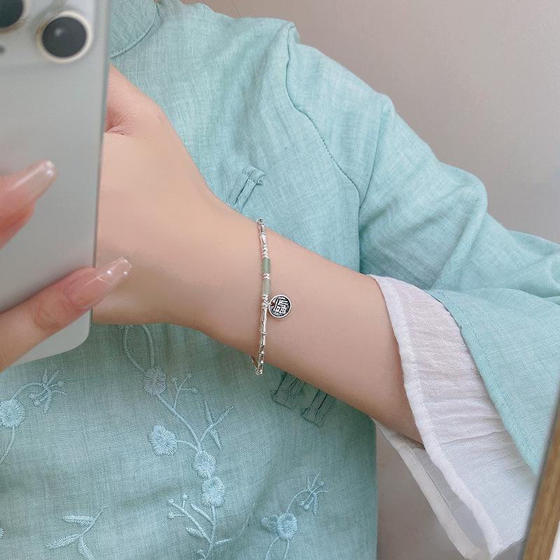Stylish Bamboo Beaded Bracelets for Women with Celebrity Blessing Pendant