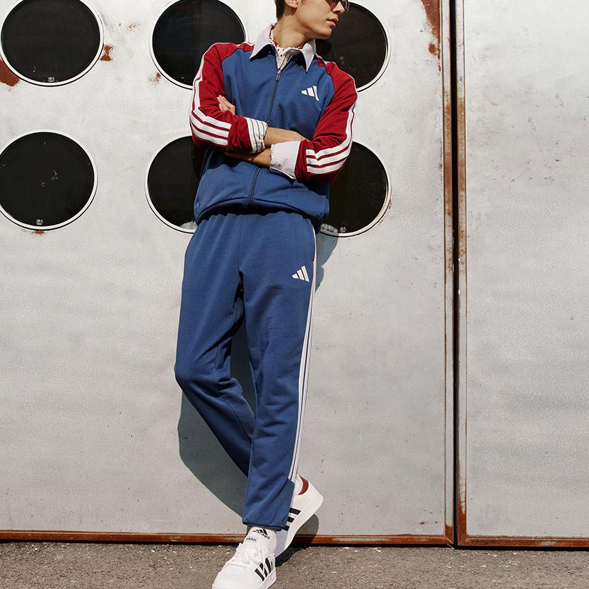 Adidas Tracksuit Comfortable Zipper Long Sleeve Top Drawstring Versatile Simple Long Pants Casual Sports Set Unisex Tracksuits Uniform-Blue Red JZ0108