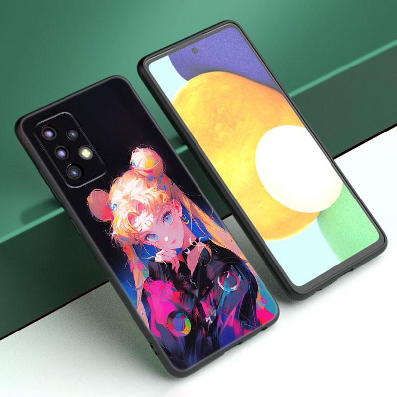 Японский мультяшный чехол Sailor Moom для телефона Samsung A13 A32 4G A23 A25 A34 A35 A52S A53 A54 A55 A73 A12 A14 A15 A31 A33 A50 A51 A72