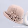 Hat women's autumn and winter fashion flower bucket hat crimped wool basin hat women's British retro bowler hat