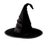 Wrinkled Halloween Hat Gothic Large Brim Lolita Witch Hat Removable Tall Pointed Cone Top Ruched Masquerade Cap School Event