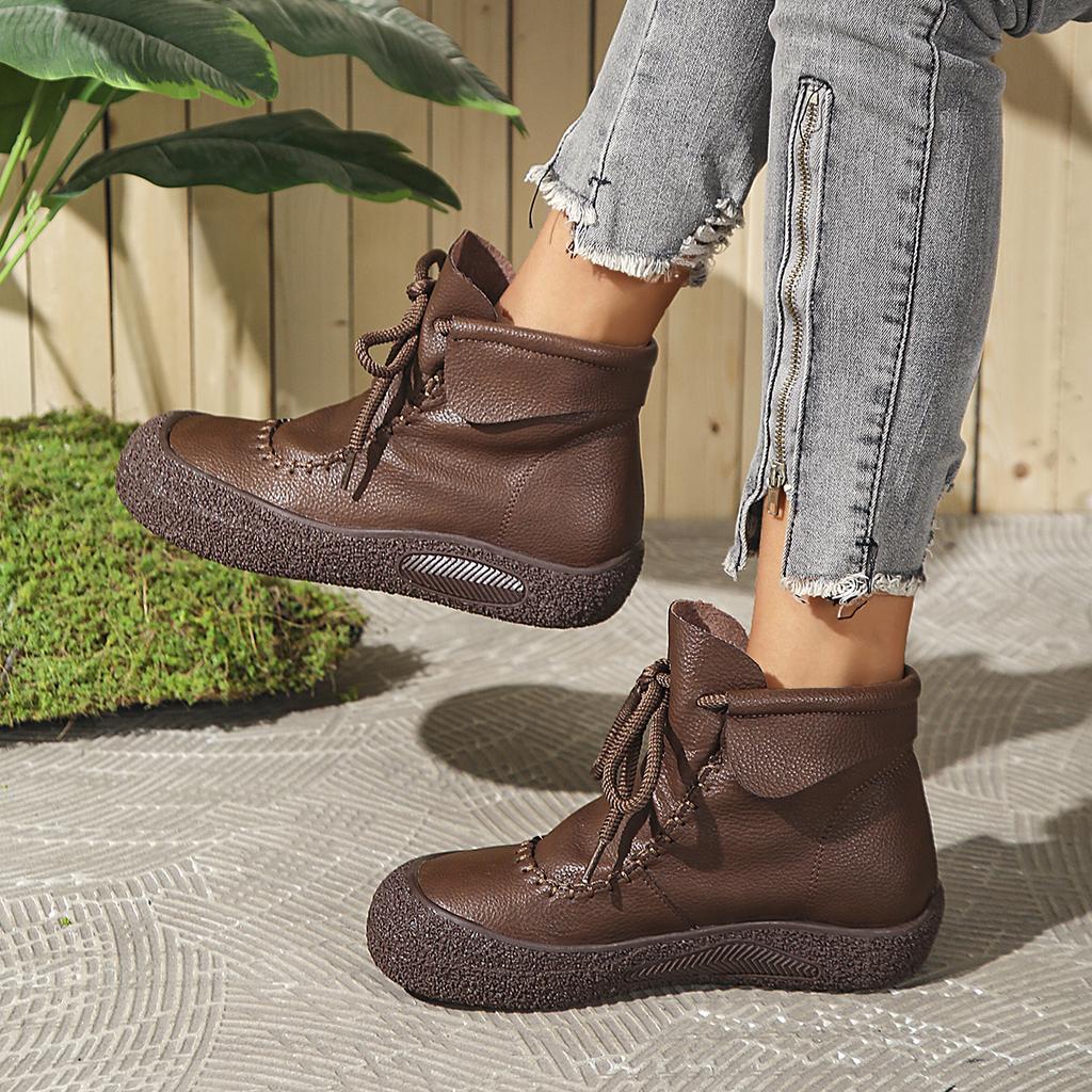Fashion Women Boots Breathable Single Shoes Spring Car Suture Strap Oxford Lace Up Shoes Fashion Comfortable Increase Non-slip Boots