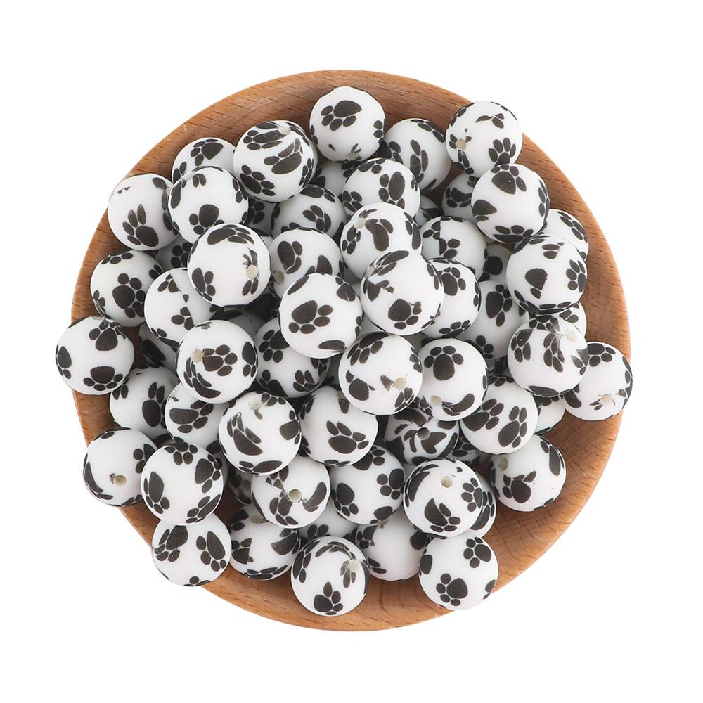 20 Stück/Los Runde Bedruckte Silikonperlen 15mm 12mm Leopardenmuster Silikonperlen Zur Schmuckherstellung DIY Schmuckzubehör