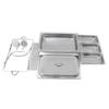 9L 3 Plates Dish Set Container Food Warmer Chafing Dish Full Buffet Catering Foldable Stainless Steel Square Buffet Stove