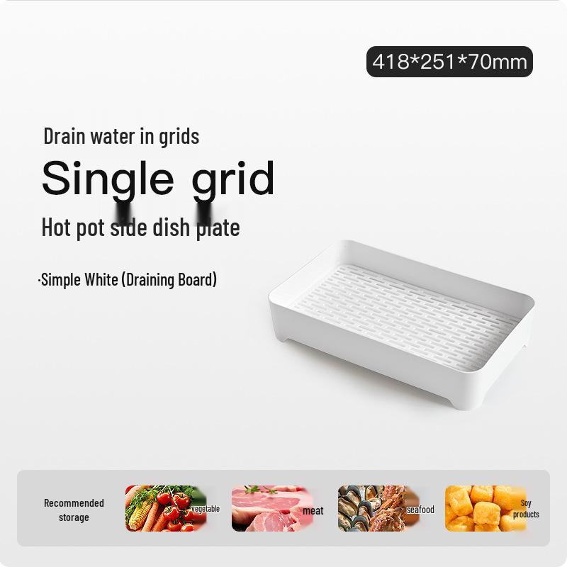 Многосекционная дренажная подставка для ингредиентов для хот-пота - Кухонный органайзер большой емкости Ivory White 1 piece Divider Version как 1760₽