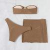1011 New Bikini Coffee Hot Spring Resort Beach Three-piece Split Swimsuit Skirt Bikini