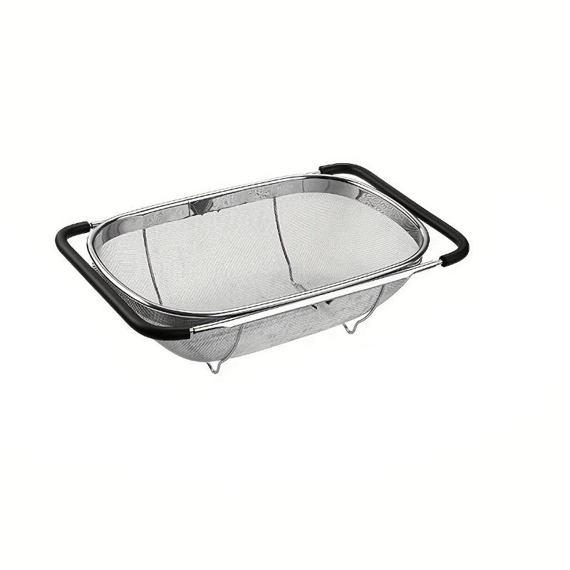 

Kitchen Supply - Premium Quality Over The Sink Stainless Steel Oval Colander with Fine Mesh Quart Strainer Basket Rubber серебряный