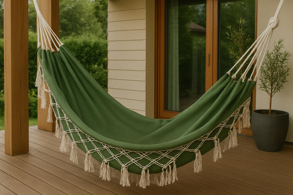 Boho Garden Hammock Brazilian Macrame Two-person Green Large Lounger Xxl