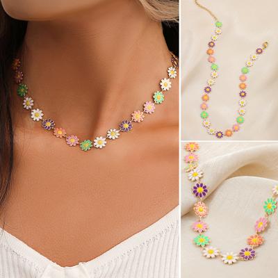 Girls Necklace Stylish Oil-dripping Hypoallergenic Clavicle Necklace Small Flowers Clavicle Necklace Clavicle Necklace Jewelry Accessories
