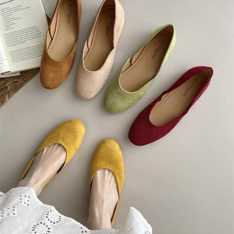 Fashion Women Suede Loafers Flat Heel Shallow Female Shoes Spring Summer Square Toe Basic Concise Women Loafers Casual Slip on Boat
