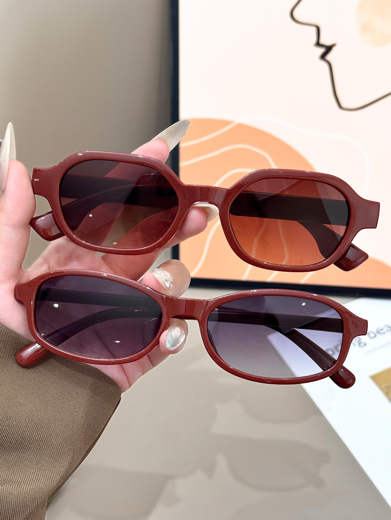 

2Pcs Fashion Sunglasses Set with Cat-Eye Shape to Enhance Your Face Shape, a Must-Have for Summer Beach Photos